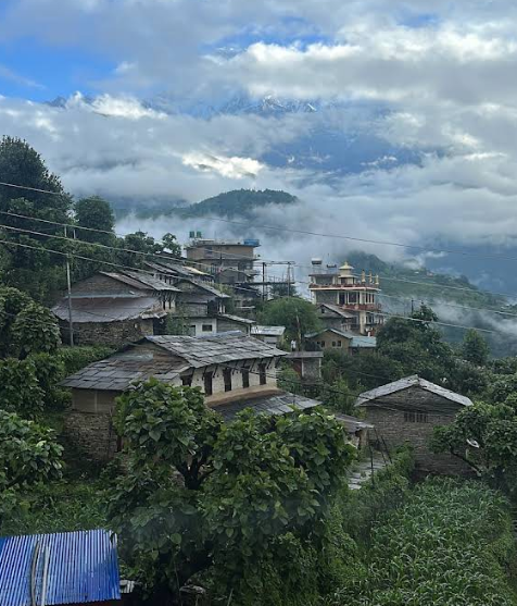 Ghandruk village in monsoon cloud